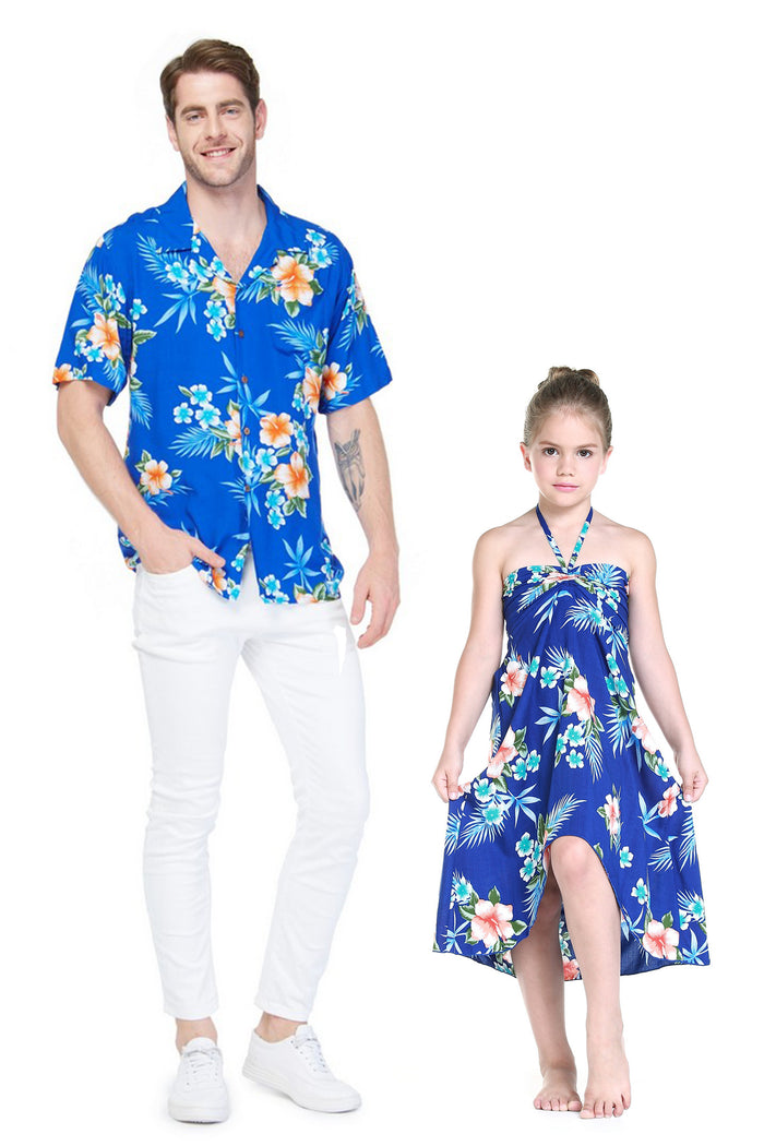Father Daughter Aloha Set Hibiscus Blue