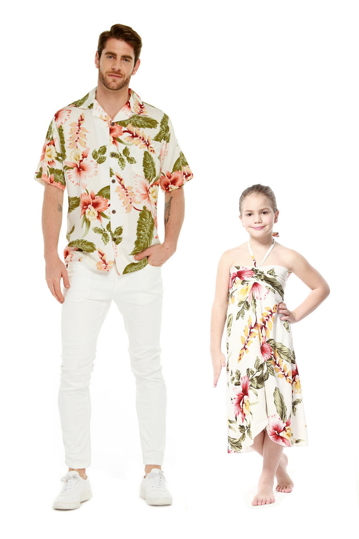 Father Daughter Aloha Set in Cream Rafelsia