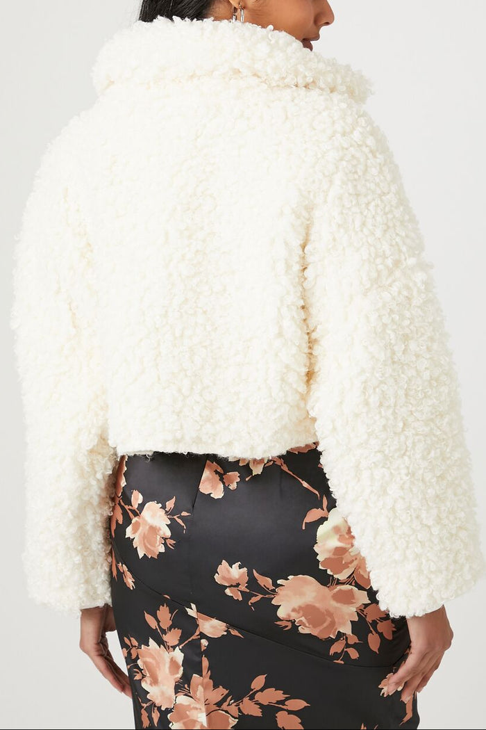 Faux Shearling Cropped Moto Jacket