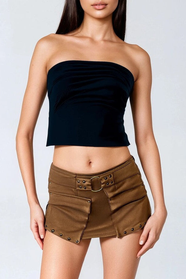 Faux Suede Studded Skort