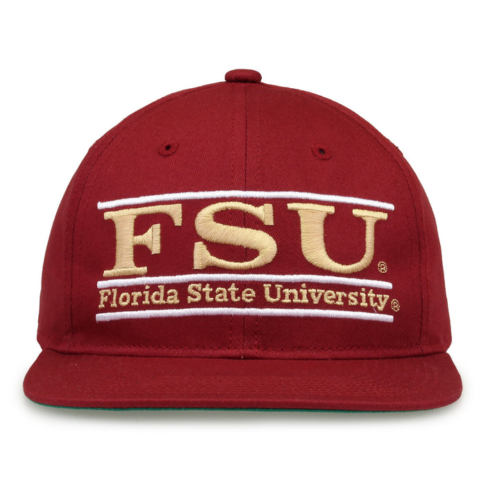 Florida State Retro Bar snapback hat in cardinal red, front view