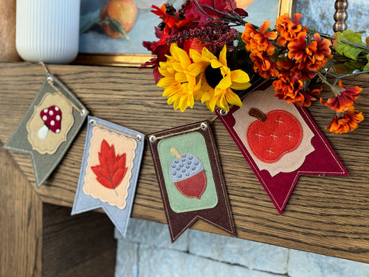 Folksy Felt Autumn Banner (Downloadable Machine Embroidery Pattern)