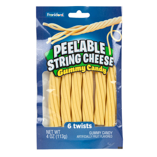 Frankford Peelable String Cheese Gummy Candy Peg Bag - 12 Count