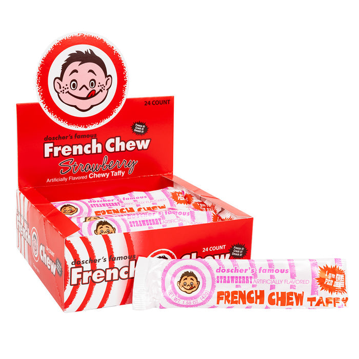 French Chews Strawberry Taffy Candy Bars - 24 Count