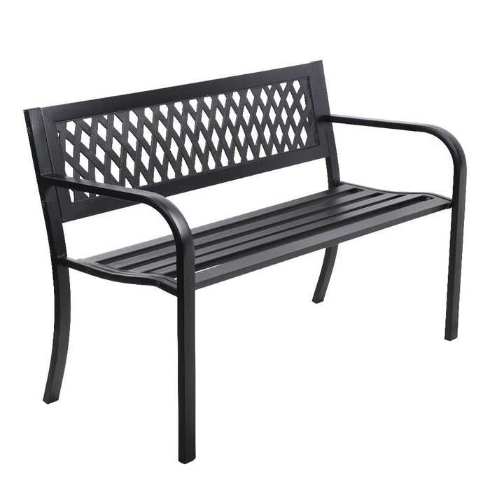 Gardeon Outdoor Garden Bench Seat Steel Outdoor Furniture 2 Seater Park Black -Home Living Store - -