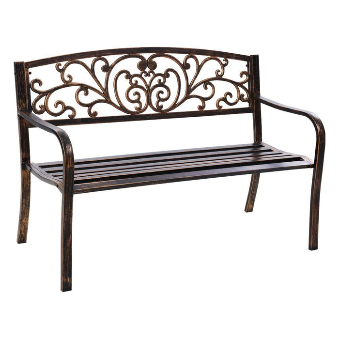 Gardeon Outdoor Garden Bench Seat Steel Outdoor Furniture 3 Seater Park Bronze -Home Living Store - -