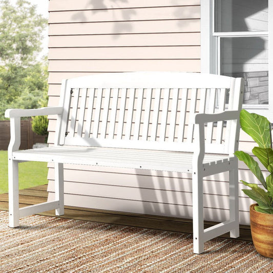 Gardeon Outdoor Garden Bench Wooden 2 Seater Lounge Chair Patio Furniture White -Home Living Store - -