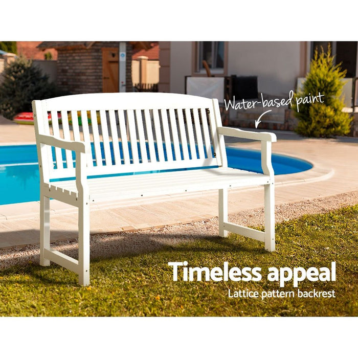 Gardeon Outdoor Garden Bench Wooden 2 Seater Lounge Chair Patio Furniture White -Home Living Store - -