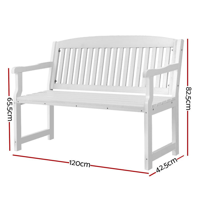 Gardeon Outdoor Garden Bench Wooden 2 Seater Lounge Chair Patio Furniture White -Home Living Store - -