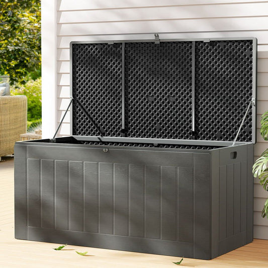 Gardeon Outdoor Storage Box 830L Container Lockable Garden Bench Tool Shed Black -Home Living Store - -