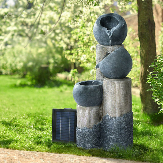 Gardeon Solar Water Feature with LED Lights 3 Tiers 76cm -Home Living Store - -