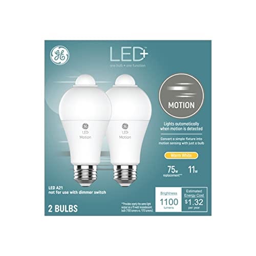 GE Lighting LED+ Outdoor A21 LED Light Bulb with Motion Sensor, 75-Watt Replacement, Warm White, 2-Pack ebuystt