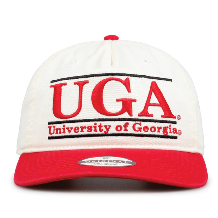 Georgia Original Bar snapback hat with embroidered school design, front view