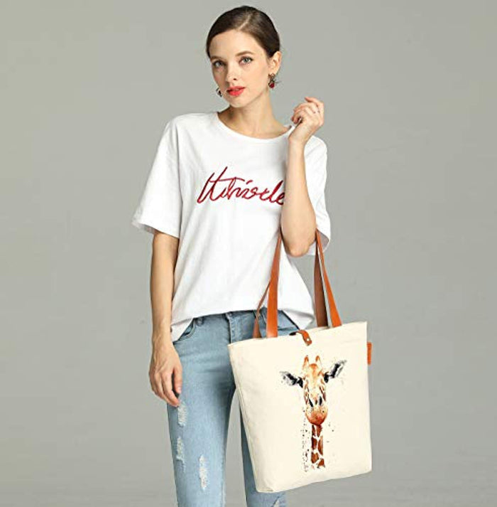 Gift Bag Giraffe Art Canvas & Beach Tote Bag - Eco Trade Company