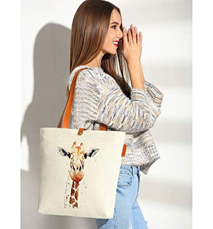 Gift Bag Giraffe Art Canvas & Beach Tote Bag - Eco Trade Company