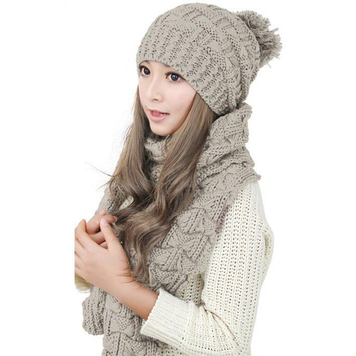 Gift Set - Eco friendly Winter Warm Knitted Beanie Scarf Set - Eco Trade Company
