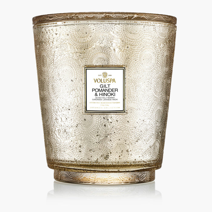 Gilt Pomander & Hinoki - 5 Wick Hearth Candle