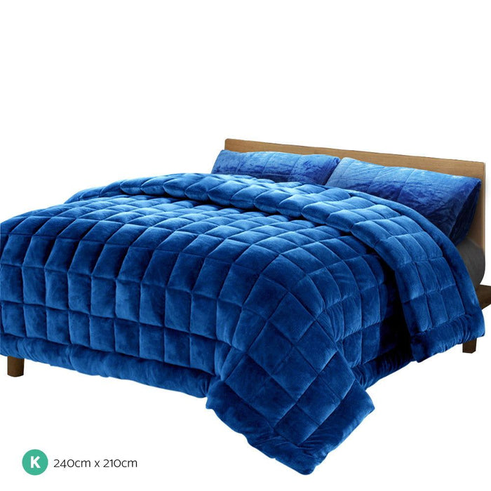 Giselle Bedding Faux Mink Quilt Blue King -Home Living Store - -