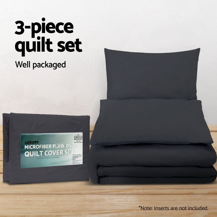 Giselle Bedding Quilt Cover Set Classic Black Queen -Home Living Store - -