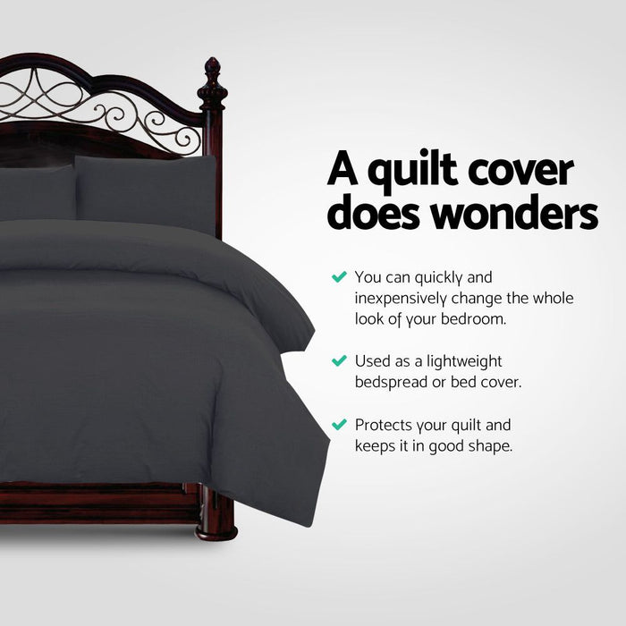 Giselle Bedding Quilt Cover Set Classic Black Queen -Home Living Store - -