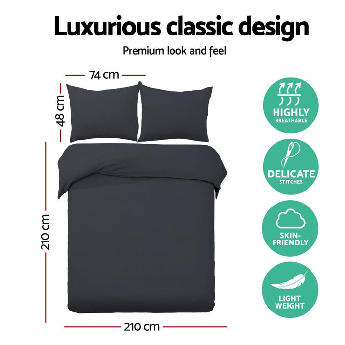Giselle Bedding Quilt Cover Set Classic Black Queen -Home Living Store - -