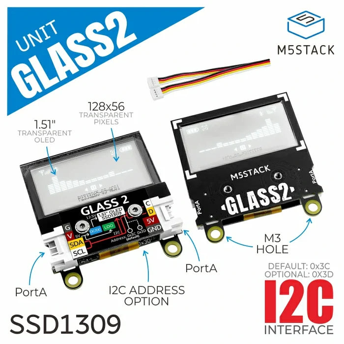 Glass 2 Unit w/ 1.51inch Transparent OLED - m5stack-store
