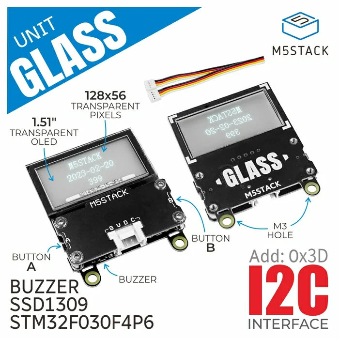 Glass Unit w/ 1.51inch Transparent OLED - m5stack-store