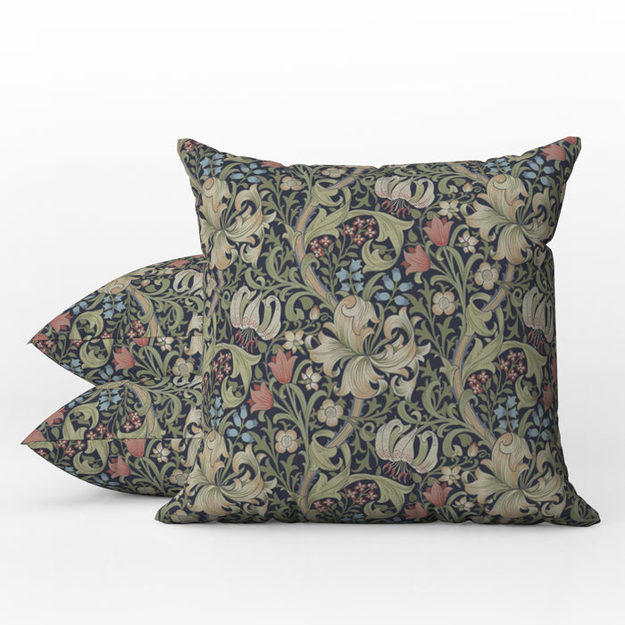 Golden Lily Outdoor Pillows William Morris Dark Floral