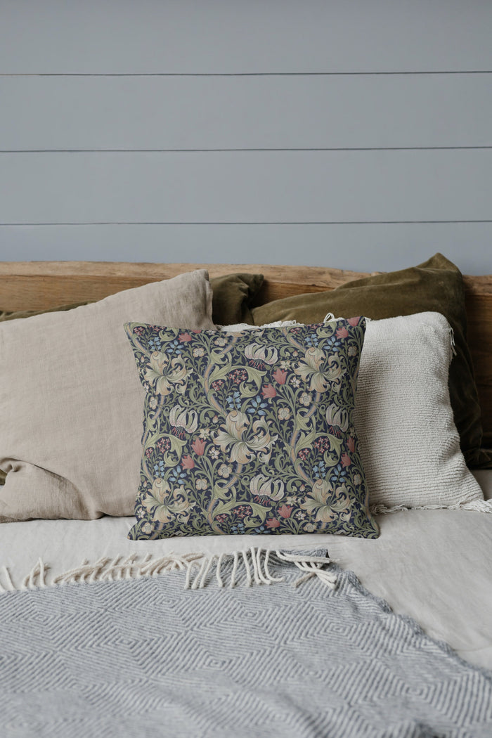 Golden Lily Outdoor Pillows William Morris Dark Floral