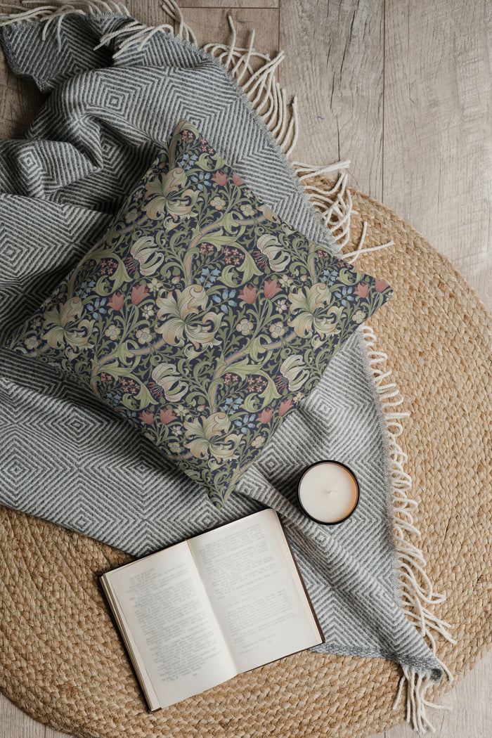 Golden Lily Outdoor Pillows William Morris Dark Floral