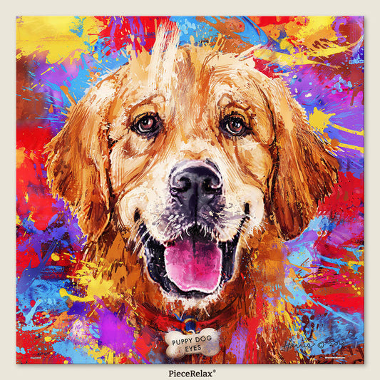 Bring home the joy with our Colorful Golden Retriever Puzzle ¡V a vibrant and heartwarming masterpiece that celebrates the loyal and playful spirit of man's best friend.