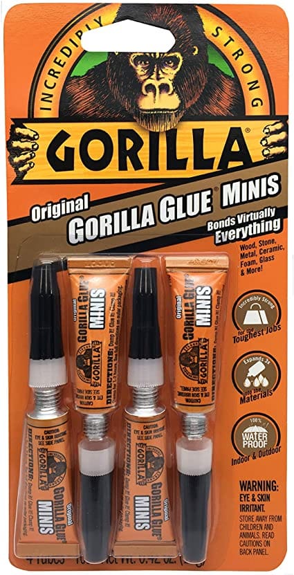 Gorilla Glue Original Minis 3 Grams, 4 Pack, Incredibly Strong and Versatile. The Leading Multi-Purpose Waterproof Glue. Ideal for Tough Repairs on Dissimilar Surfaces, Both Indoors and Out - 5000503 MEGA