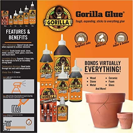Gorilla Glue Original Minis 3 Grams, 4 Pack, Incredibly Strong and Versatile. The Leading Multi-Purpose Waterproof Glue. Ideal for Tough Repairs on Dissimilar Surfaces, Both Indoors and Out - 5000503 MEGA
