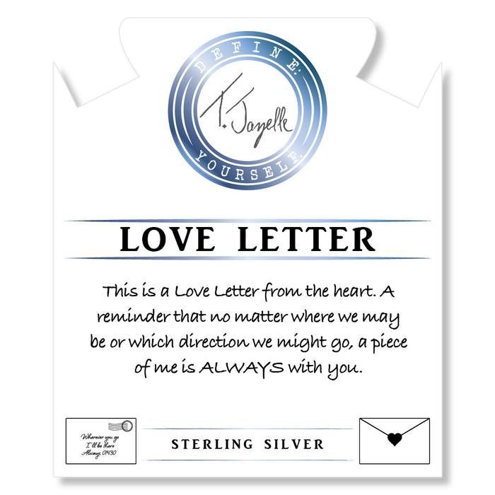 Green Angelite Stone Bracelet with Love Letter Sterling Silver Charm