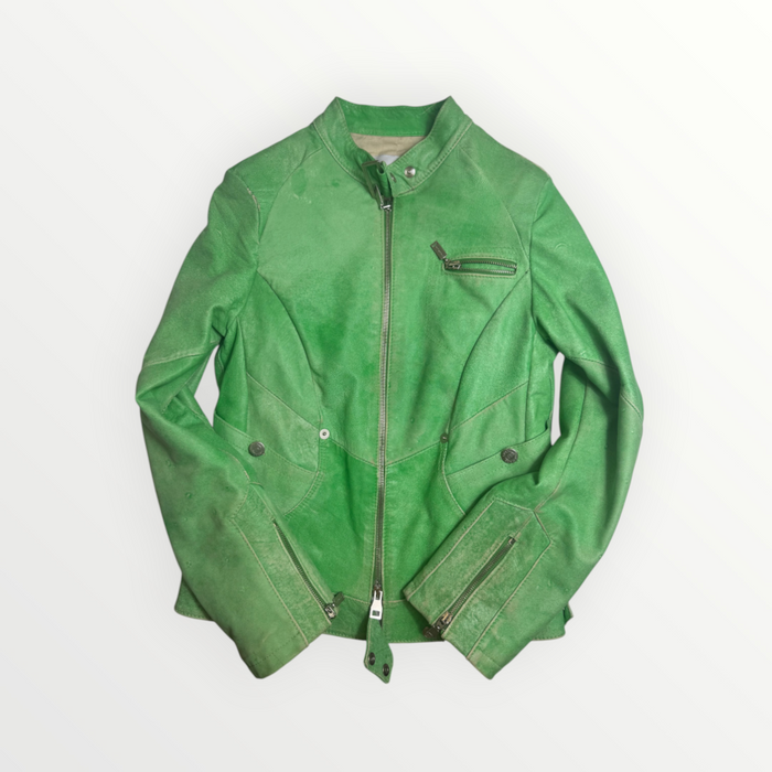 GREEN LATHER JACKET - GIACCA IN PELLE VERDE