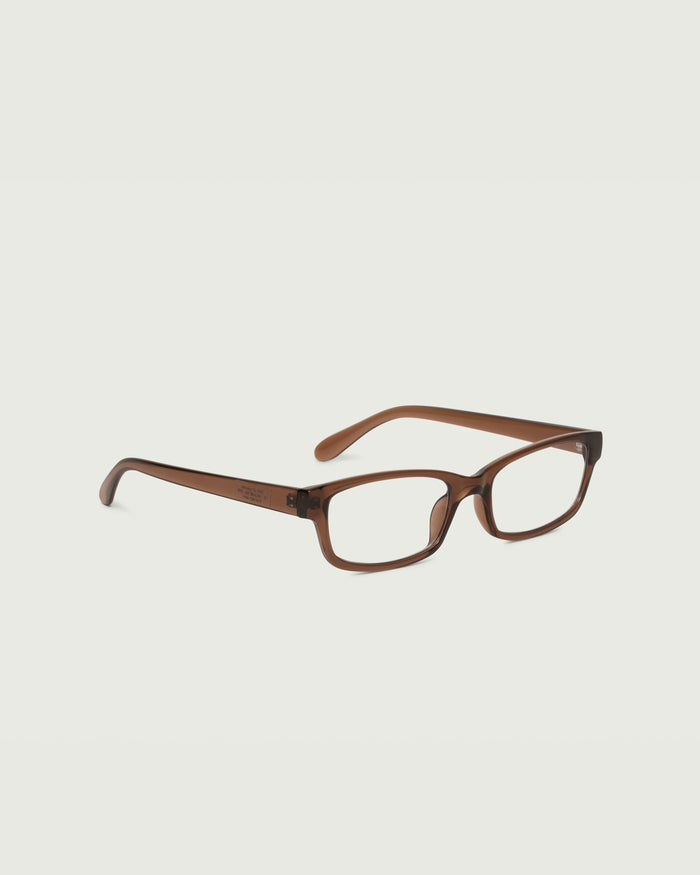 Walnut::Han Eyeglasses rectangle Brown recycled polyester front diagonal