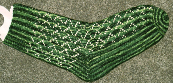 Hand Knit Sock Pattern - Zigzag Lace Sideways Knit Sock