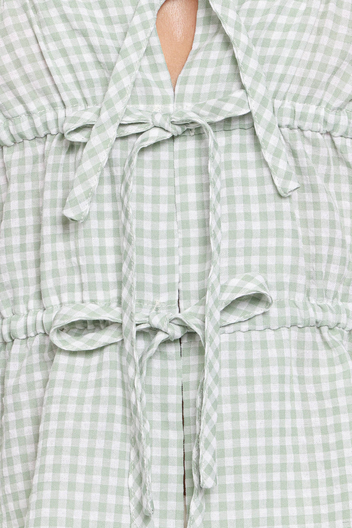 Petal and Pup USA TOPS Harper Top - Sage Gingham