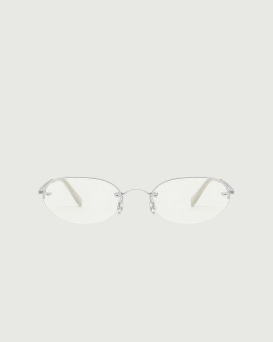 Silver::Harris Eyeglasses oval Gray stainless steel front
