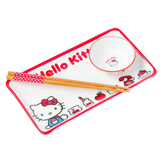 Hello Kitty Ceramic 3-pc Sushi Set (Classic Milk Bottle) Home Goods Silver Buffalo LLC