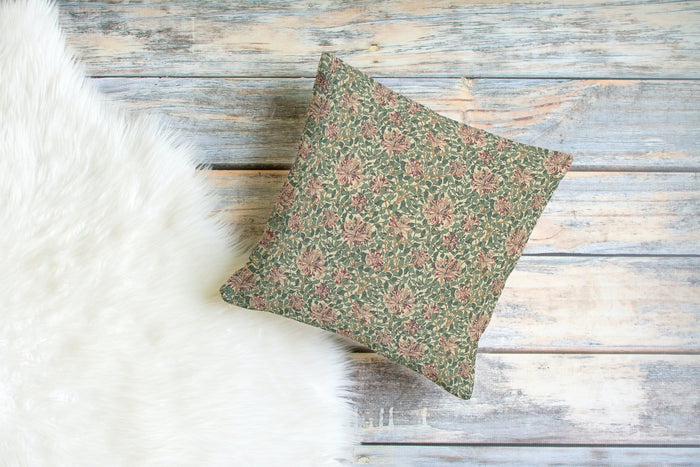 Honeysuckle Cotton Throw Pillows William Morris Green Pink
