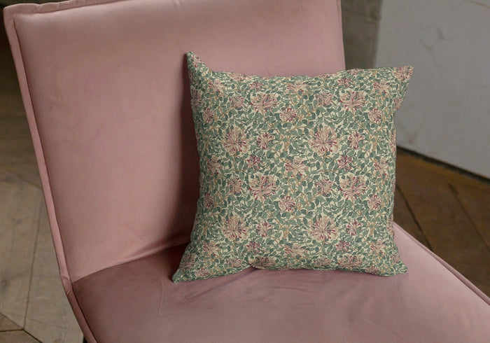 Honeysuckle Cotton Throw Pillows William Morris Green Pink
