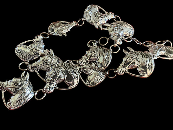 Horse Head Metal Concho Adjustable Belt