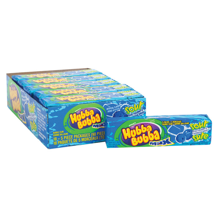 Hubba Bubba Blue Raspberry Sour Bubble Gum Candy - 18 Count