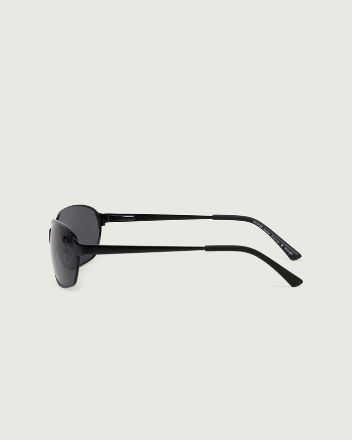 Charcoal Polarized::Hunter Sunglasses rectangle Black metal side