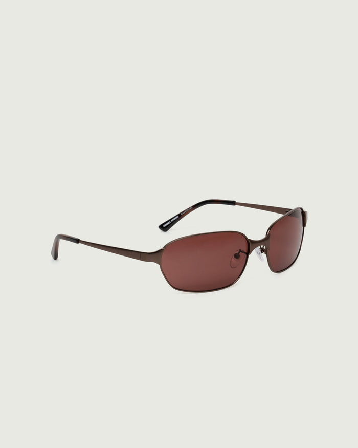 Umber::Hunter Sunglasses rectangle Brown metal front diagonal