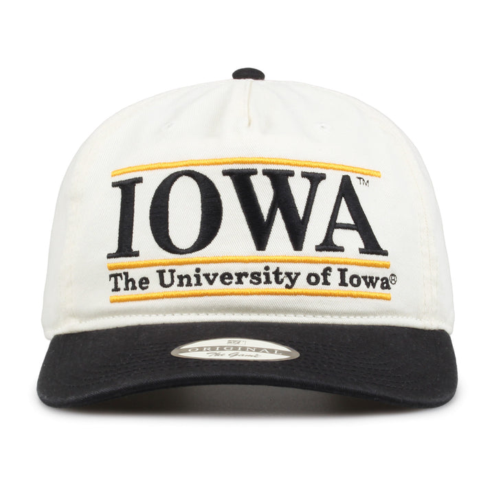 Iowa Original Bar snapback hat with embroidered school design, front view