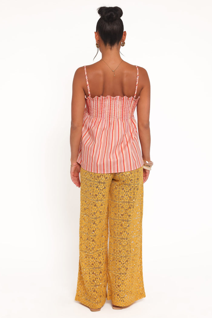Petal and Pup USA BOTTOMS Jacinta Sequin Lace Pant - Mango