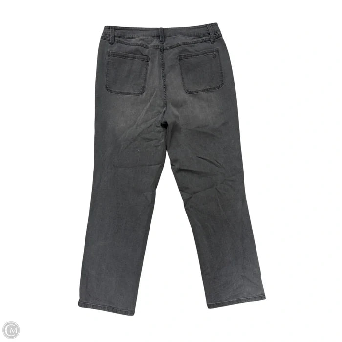Jeans Straight By Susan Graver In Grey Denim, Size: 14
