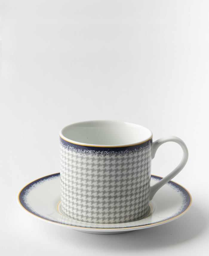 Jenna Clifford Galateo Blue Check Coffee Mug - White